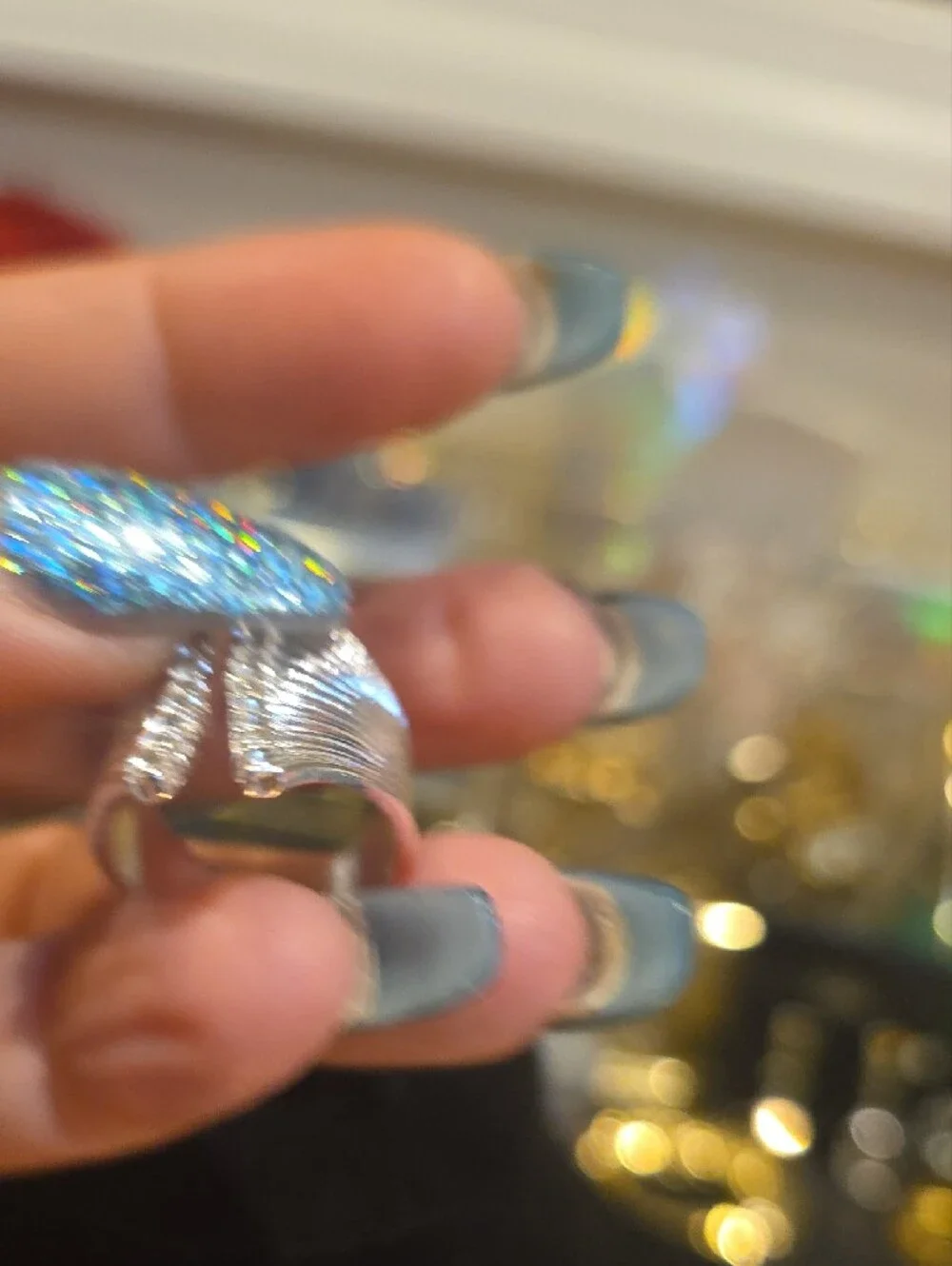 Silver Crystal Accent Smart Ring - Silver